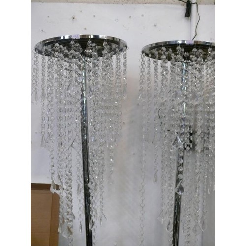 103 - PAIR OF HANGING CRYSTAL AND CHROME PLATED STANDS - 37