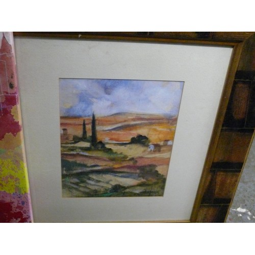 161D - CANVAS PRINT OF ICONIC BUILDINGS SKYLINE, A MIRROR IN SILVER/BRONZE COLOUR FRAME AND A MEDITERRANEAN... 