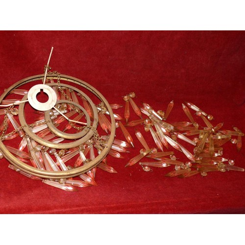 212 - VINTAGE VICTORIAN STYLE CRYSTAL DROP 3 TIER CHANDELIER