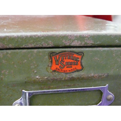 215 - 3 VINTAGE METAL CARD FILE DRAWERS 