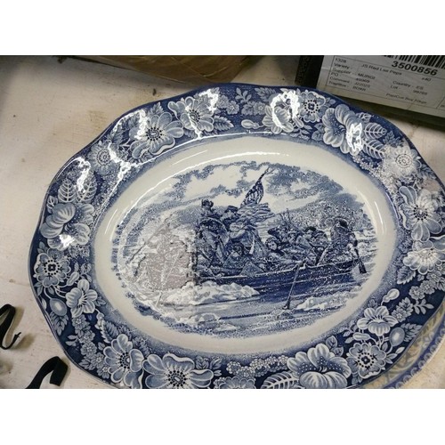 224 - MIXED VINTAGE CHINA INC EDWARDIAN TEA SET, MEAT PLATTER IN LIBERTY BLUE 