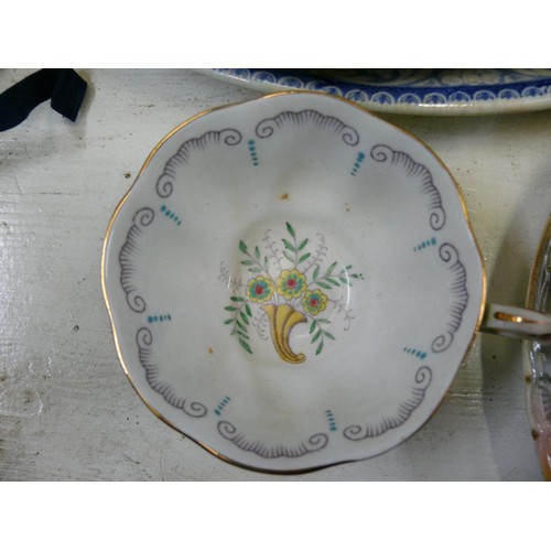 224 - MIXED VINTAGE CHINA INC EDWARDIAN TEA SET, MEAT PLATTER IN LIBERTY BLUE 