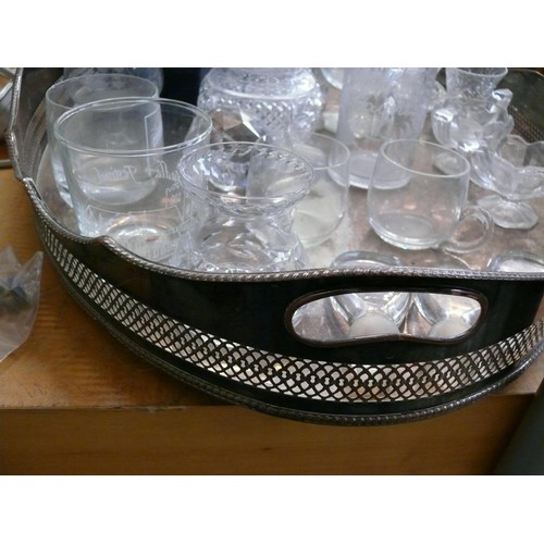 223 - VERY LARGE SILVERPLATE TRAY HANDLES AND PIERCED GALLERY