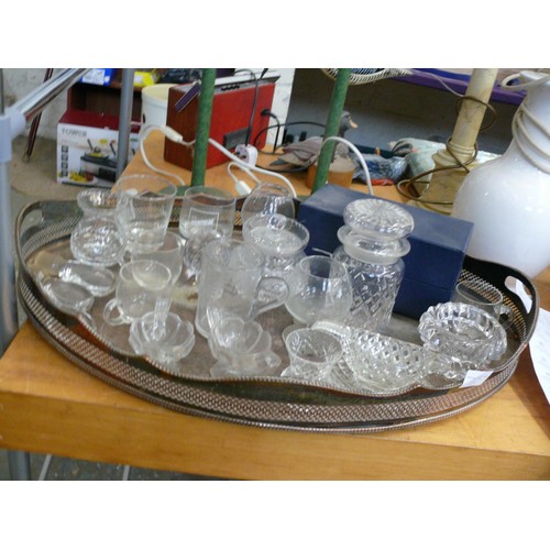 223 - VERY LARGE SILVERPLATE TRAY HANDLES AND PIERCED GALLERY