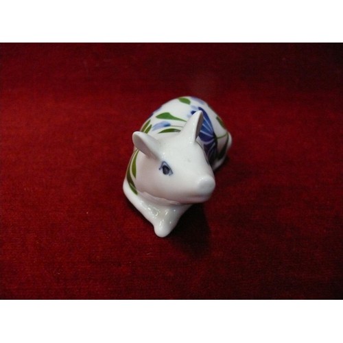 2 - DANSK PORCELAIN PIG ORNAMENT WITH BLUE FLORAL DESIGN WITH ORIGINAL BOX