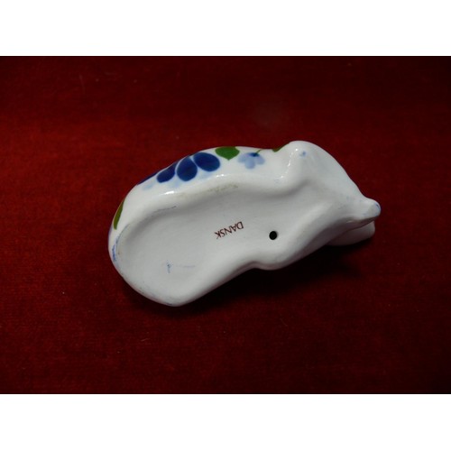 2 - DANSK PORCELAIN PIG ORNAMENT WITH BLUE FLORAL DESIGN WITH ORIGINAL BOX