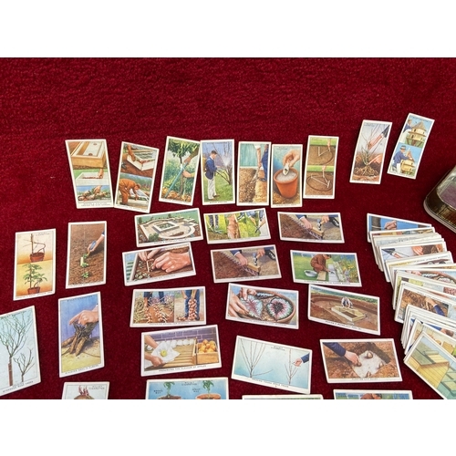 89 - Tin of cigarette cards - Household & Garden hints collection, approx 80.