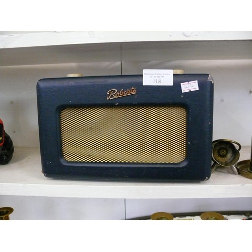 118 - VINTAGE ROBERTS RADIO IN BLUE