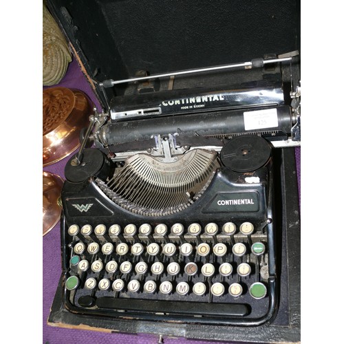 139 - PORTABLE TYPEWRITER - CONTINENTAL, MADE IN SAXONY, GERMANY WITH CASE