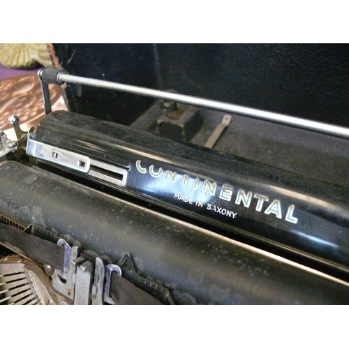 139 - PORTABLE TYPEWRITER - CONTINENTAL, MADE IN SAXONY, GERMANY WITH CASE