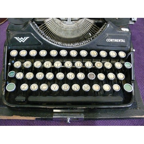 139 - PORTABLE TYPEWRITER - CONTINENTAL, MADE IN SAXONY, GERMANY WITH CASE