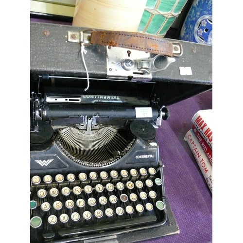 139 - PORTABLE TYPEWRITER - CONTINENTAL, MADE IN SAXONY, GERMANY WITH CASE