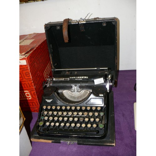 139 - PORTABLE TYPEWRITER - CONTINENTAL, MADE IN SAXONY, GERMANY WITH CASE