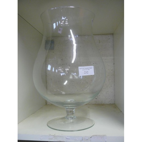 232 - A VERY LARGE GLASS VASE ON FOOT 12 INCHES