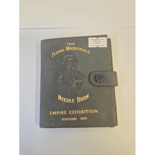 41 - THE FLORA MCDONALD NEEDLE BOOK FROM EMPIRE EXHIBITION SCOTLAND 1938 AND A VINTAGE BOX OF LANTERN SLI... 