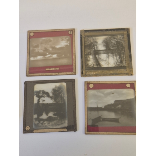 41 - THE FLORA MCDONALD NEEDLE BOOK FROM EMPIRE EXHIBITION SCOTLAND 1938 AND A VINTAGE BOX OF LANTERN SLI... 