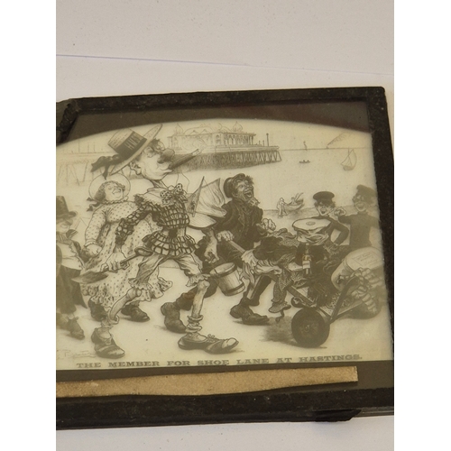 41 - THE FLORA MCDONALD NEEDLE BOOK FROM EMPIRE EXHIBITION SCOTLAND 1938 AND A VINTAGE BOX OF LANTERN SLI... 