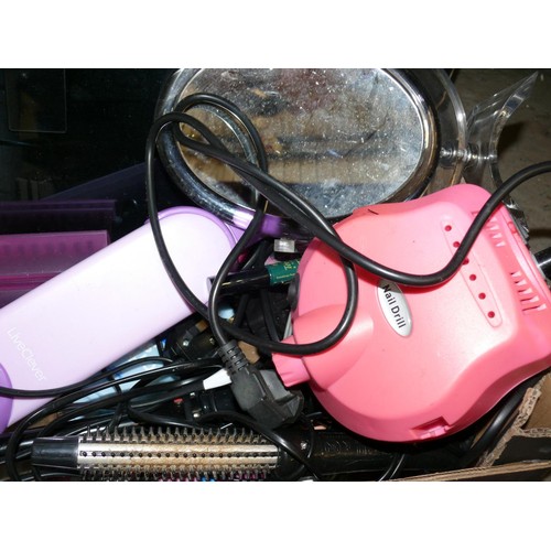 171 - MIXED BOX, GYM EXERCISER, VANITY MIROR, NAIL DRILL ETC