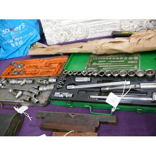 116 - METABO AND DRAPER SOCKET SETS (MISSING PARTS) AND SPANNERS VARIOUS LARGE AND SMALL