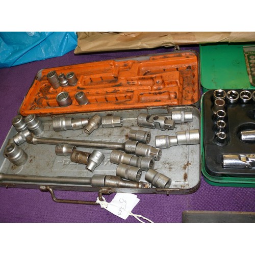 116 - METABO AND DRAPER SOCKET SETS (MISSING PARTS) AND SPANNERS VARIOUS LARGE AND SMALL