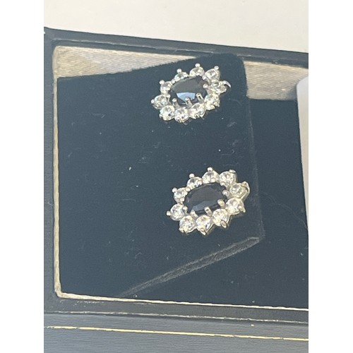 10 - A PAIR OF DIAMOND AND SAPPHIRE 9 CT GOLD EARRINGS WITH BOX WEIGHT 1.9GR