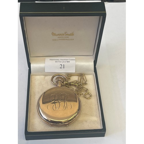 21 - ELGIN NATIONAL WATCH Co WITH CHAIN DATE 1911 GOLD FILLED FULL HUNTER GRADE 337  17 JEWELS RUBY & SAP... 