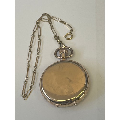 21 - ELGIN NATIONAL WATCH Co WITH CHAIN DATE 1911 GOLD FILLED FULL HUNTER GRADE 337  17 JEWELS RUBY & SAP... 