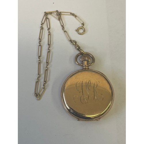 21 - ELGIN NATIONAL WATCH Co WITH CHAIN DATE 1911 GOLD FILLED FULL HUNTER GRADE 337  17 JEWELS RUBY & SAP... 