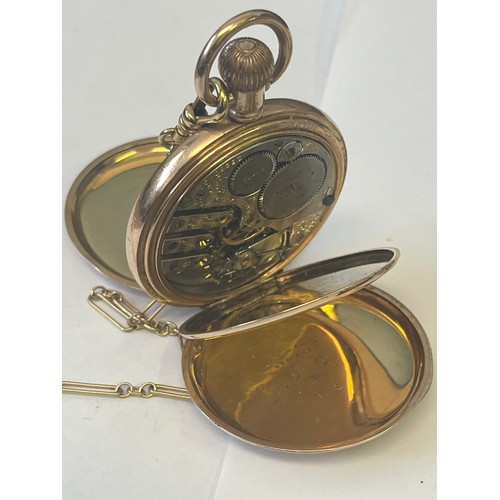 21 - ELGIN NATIONAL WATCH Co WITH CHAIN DATE 1911 GOLD FILLED FULL HUNTER GRADE 337  17 JEWELS RUBY & SAP... 