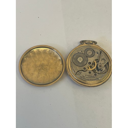 19 - A HAMILTON GENTS POCKET WATCH 974 SPECIAL WITH LEATHER CASE GOLD FILLED BY HAMILTON WATCH Co LANCAST... 