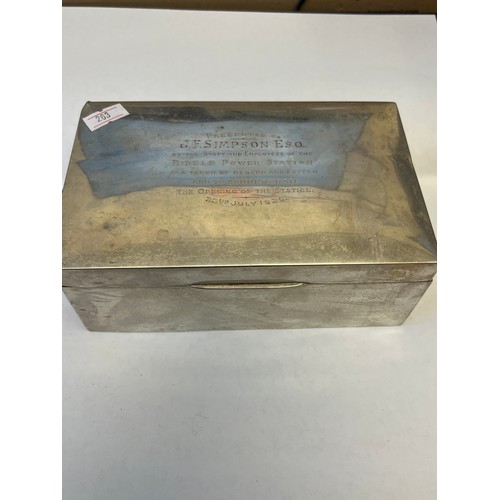 30 - A SOLID SILVER CIGARETTE BOX GIVEN TO J F SIMPSON ON THE OPENING OF THE RIBBLE POWER STATION 22nd JU... 