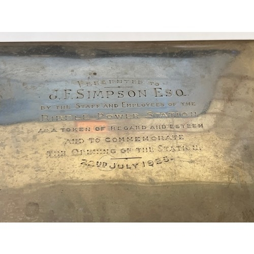 30 - A SOLID SILVER CIGARETTE BOX GIVEN TO J F SIMPSON ON THE OPENING OF THE RIBBLE POWER STATION 22nd JU... 