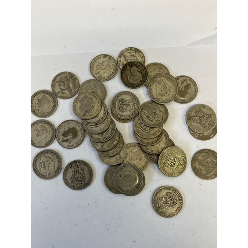 42 - COLLECTION OF 1 SHILLING COINS 37 IN ALL WEIGHT 201GR GEORGE V
