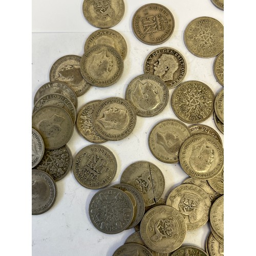 39 - A COLLECTION OF 51 SIXPENCES ALL BEFORE 1948 WEIGHT 132.06GR