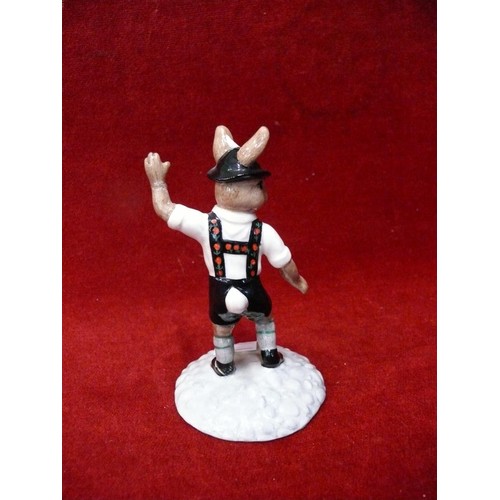 47 - BUNNYKINS ROYAL DOULTON TYROLEAN DANCER BUNNYKINS DB242, SIGNED. REPAIR TO ARM