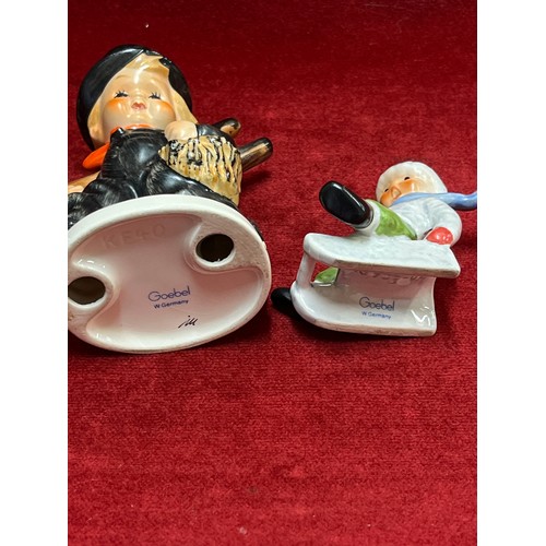 4 - 2 GOEBEL FIGURES A BOY ON SLEDGE AND LARGE CHIMNEY SWEEP