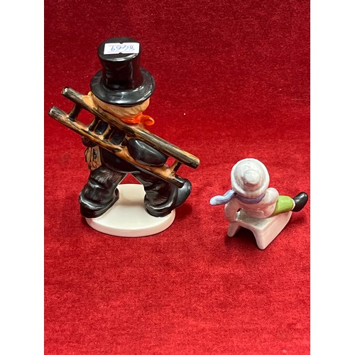 4 - 2 GOEBEL FIGURES A BOY ON SLEDGE AND LARGE CHIMNEY SWEEP