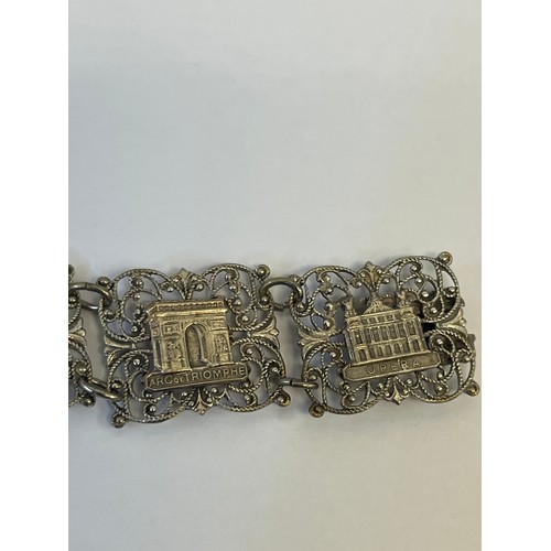 15A - A CONTINENTAL SILVER METAL BRACELET SHOWING HISTORIC MONUMENTS