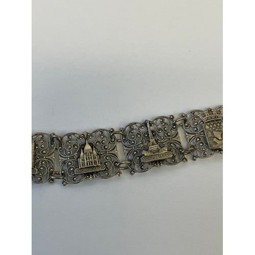 15A - A CONTINENTAL SILVER METAL BRACELET SHOWING HISTORIC MONUMENTS