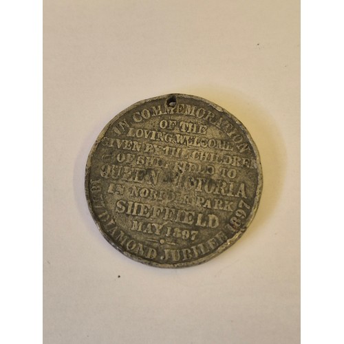 51 - 3 MEDALS 1, A MEDAL MAY 1897 QUEEN VICTORIA ,A MEDAL FOR JUNE 22 1911 FOR GEORGE V AND MARY. A MEDAL... 