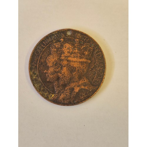 51 - 3 MEDALS 1, A MEDAL MAY 1897 QUEEN VICTORIA ,A MEDAL FOR JUNE 22 1911 FOR GEORGE V AND MARY. A MEDAL... 