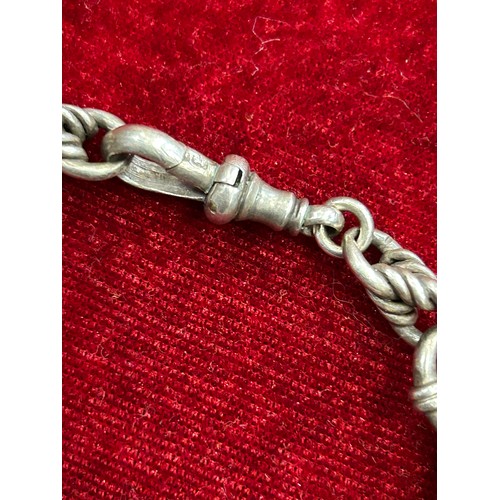 37 - AN ENGLISH HALLMARKED STERLING SILVER GATE BRACELET WITH HEART CLASP AND AN ANTIQUE 