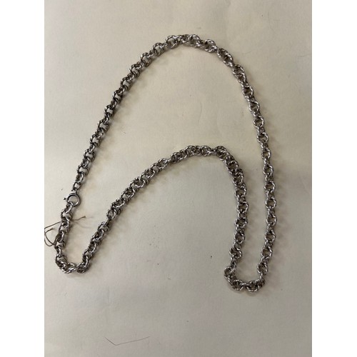 21 - HEAVY VINTAGE STERLING SILVER NECKLACE WITH ROPE TWIST LINKS - 20CM - 39 GRAMS