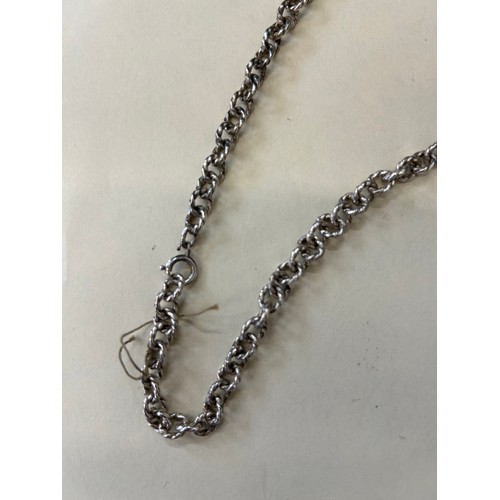 21 - HEAVY VINTAGE STERLING SILVER NECKLACE WITH ROPE TWIST LINKS - 20CM - 39 GRAMS