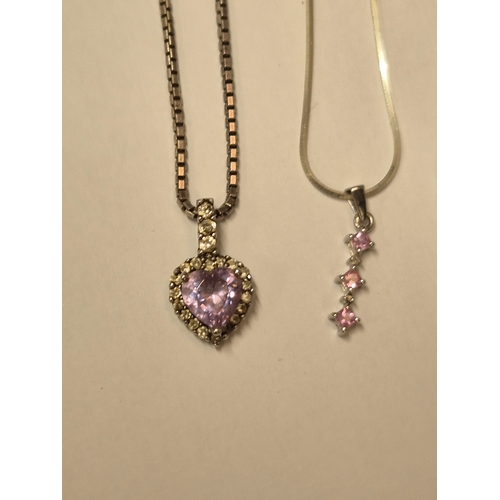 34A - COLLECTION OF 925 SILVER - 2 NECKLACES, A PENDANT AND A PAIR OF EARRINGS