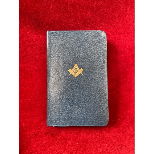 24 - Vintage Collins Masonic edition Holy Bible in original box. King James version, blue imitation leath... 
