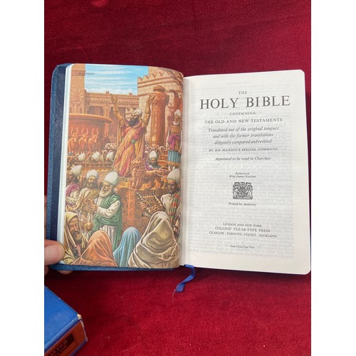 24 - Vintage Collins Masonic edition Holy Bible in original box. King James version, blue imitation leath... 