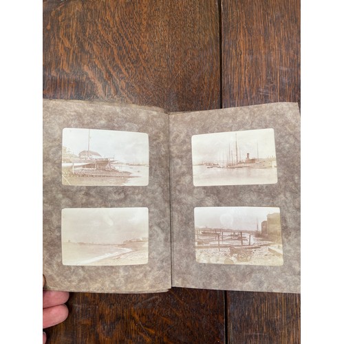 34 - Edwardian photo album with various interesting turn of the century seafaring photos from a large yac... 