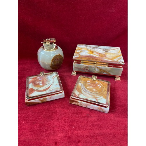 45 - Good quality boxed vintage 'Tiger Onix’ smokers set, including table lighter, cigarette box and two ... 