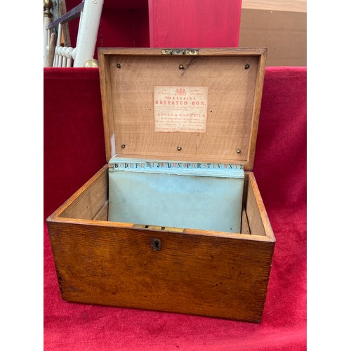 54 - The A.B.C & 1.2.3. Despatch Box - A late Victorian oak file box, with original card file partitions ... 